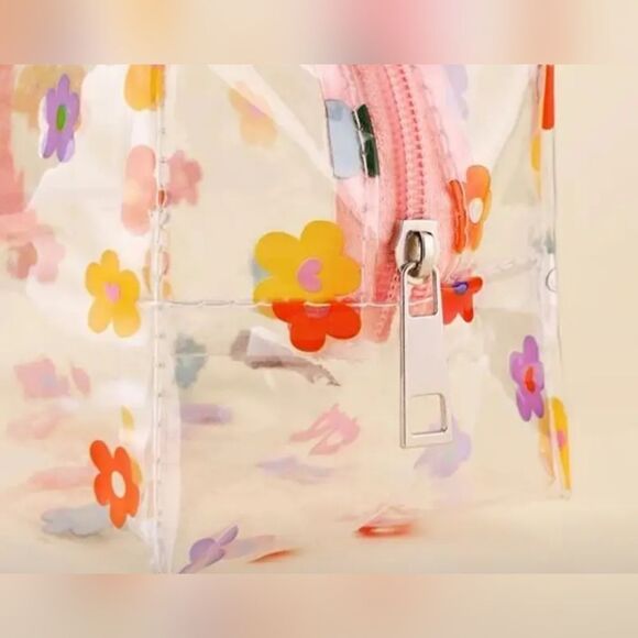 PVC Clear Floral Makeup Cosmetic Bag Pouch - Picture 2 of 3